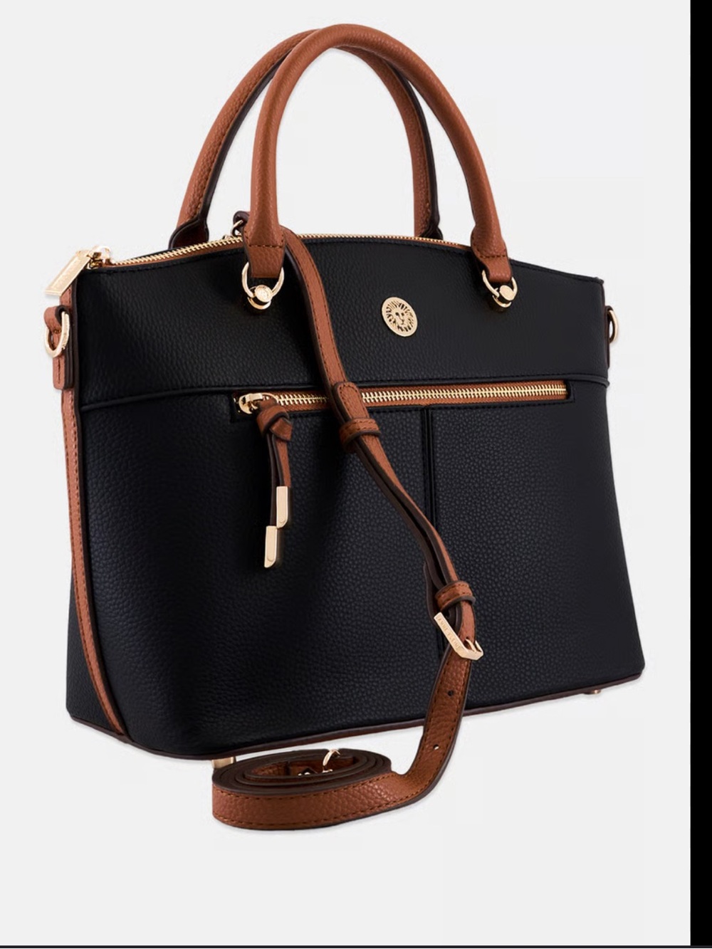 Anne Klein Black Tote with Brown Trim